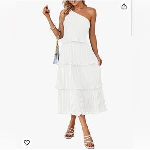 One shoulder tiered layered chiffon party dress size small